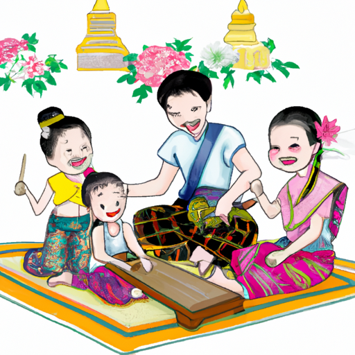 משפחה שמתנסה בפעילויות תאילנדיות מסורתיות