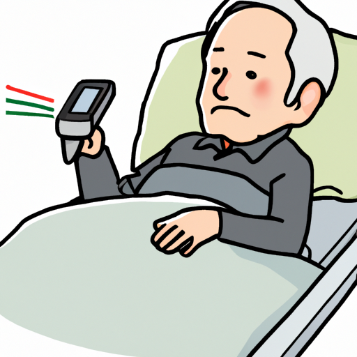 איור של קשיש המשתמש במוניטור בטיחות במיטה